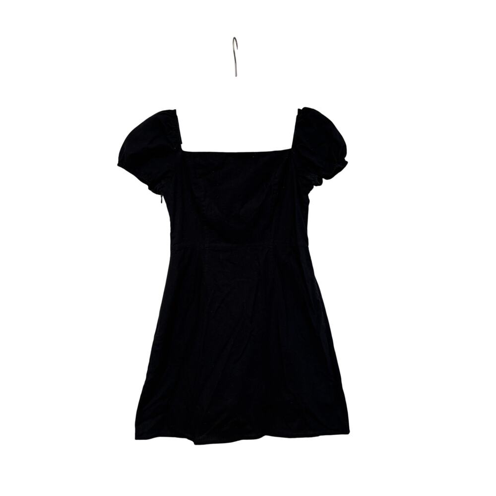 Black Cotton Puff Sleeve Square Neck Dress M - Picture 2 of 10